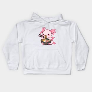 Cute Axolotl Eating Ramen Kids Hoodie